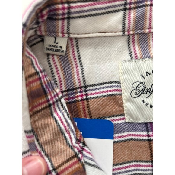 Jachs Girlfriend Women Plaid Button-Up Long Sleeve Shirt Size L  NWOT - Picture 9 of 9